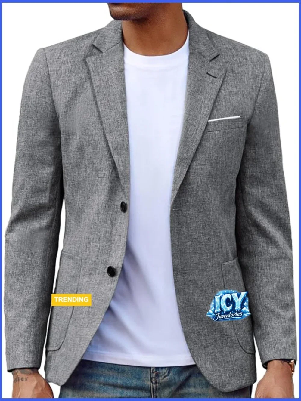 Lightweight Polyester Blazer Sport Coat Two Buttons Notch Lapel